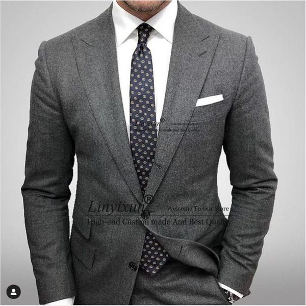 

men's suits & blazers fashion herringbone grey men slim fit business blazer formal 2 piece set wedding groom tuxedo terno masculino jac, White;black