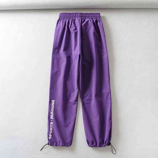 Pantaloni cargo da donna con tasche larghe e vita elastica Pantaloni da jogging Mujer Sporting Casual High Street 210531