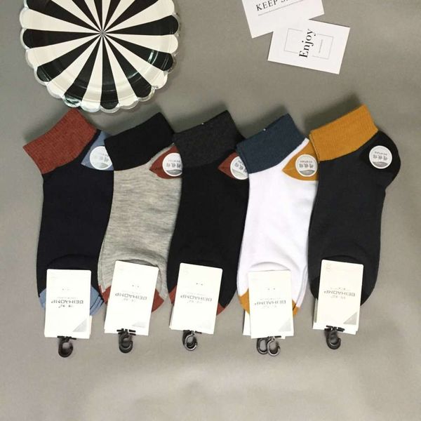 

men's pure summer sports boat men's special cotton socks, Black