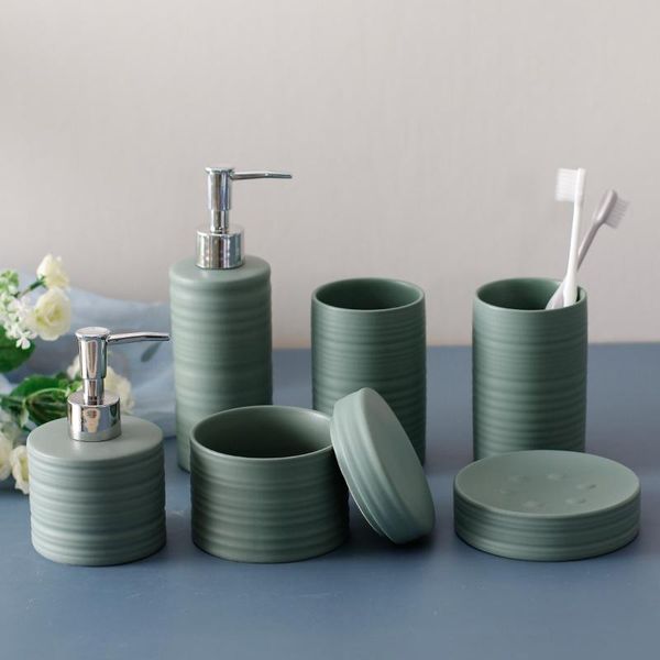 

bath accessory set ceramic bathroom 4-piece lotion bottle / soap dish storage box mouthwash cup home accessories deskornaments