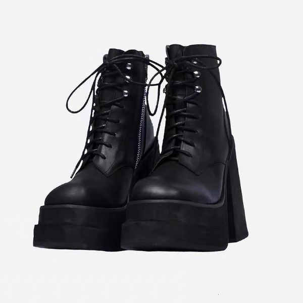 

boot 10.5cm jump genuine female cosplay fashion goth fall boots kw4g, Black