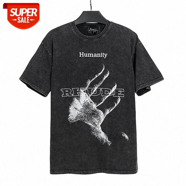 

streetwear men high street fashion players cover the sky hip hop wash water distressed round neck short sleeve t-shirt #3r4w, White;black