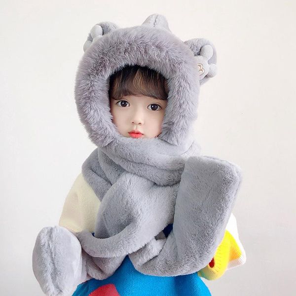 

caps & hats baby hat boys girls winter children thicken windproof ear protection kids warm cartoon ears plush one-piece, Yellow