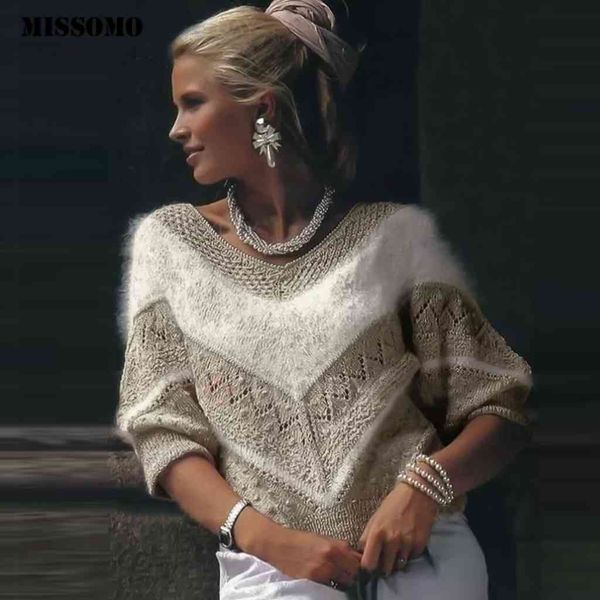 

women's sweaters missomo winter sweater women long sleeve o-neck symmetrical v pattern warm loose kint pullover pull jumper 331q, White;black