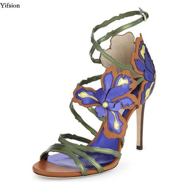 

olomm fashion women sandals flower stiletto heels open toe grey blue pink party shoes ladies us size 3-.5, Black