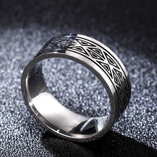 

cluster rings 316l stainless steel birthday gift 8mm triangular pattern discredit ring, Golden;silver
