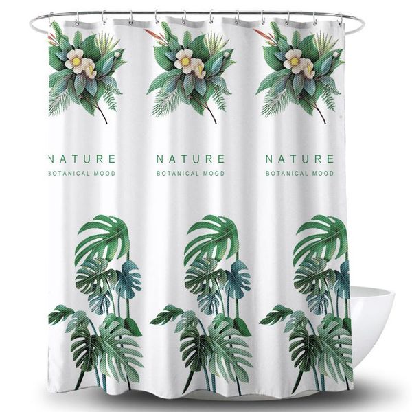 

shower curtains natural pattern flower leaf 1.8x1.8m polyester washable colorful for bathroom