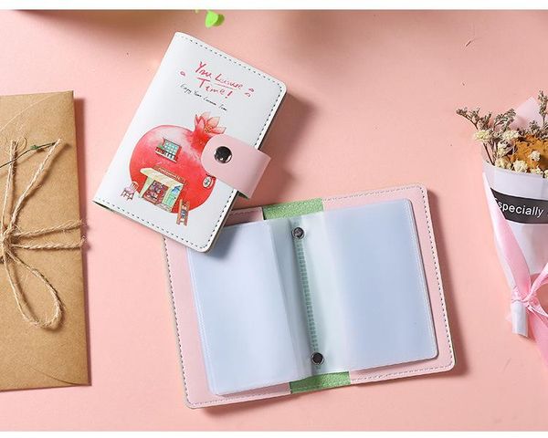 

card holders pu leather 26 holder solid color business case id storage portable male and female, Brown;gray