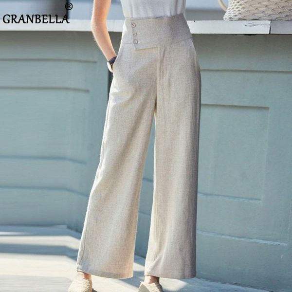 

women's cotton linen wide leg trousers streetwear high waist female classic pants aesthetic & capris, Black;white
