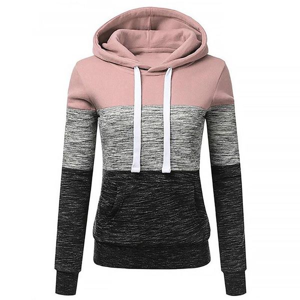 

women's hoodies & sweatshirts sweatshirt jumper casual long sleeve sports drawstring color matching pullover, Black