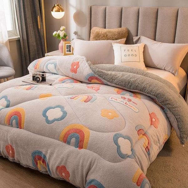

comforters & sets cashmere and velvet fabric warm winter wool quilt thicken comforter blanket king queen single size camelhair duvet