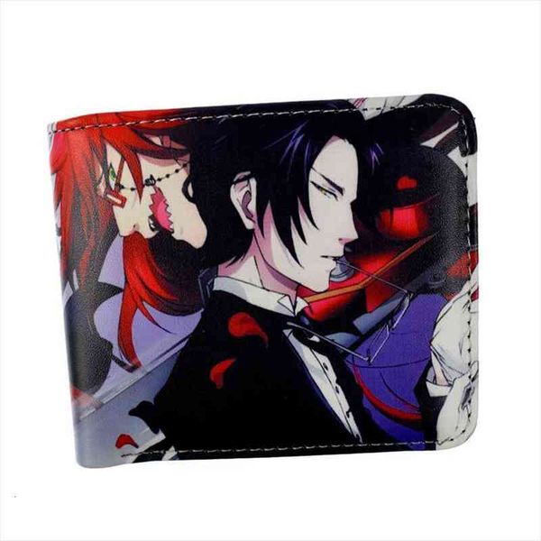

arrival japan anime black butler short wallet kuroshitsuji coin purse for young, Red;black