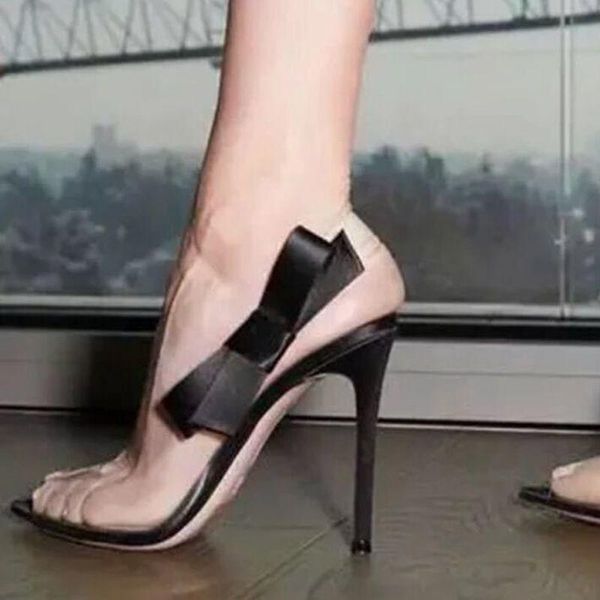 

women shoes pointed end high heels sandals summer party wedding dress butterfly-knot ankle buckle, Black