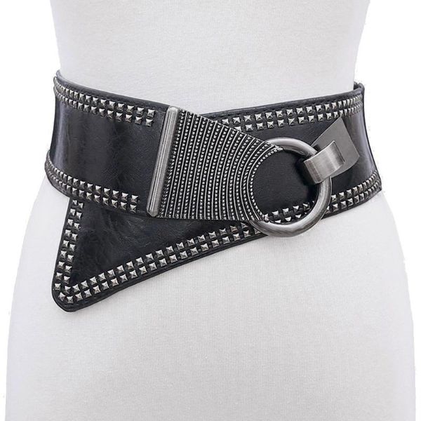 

belts women's waist plus size 25"-70" dresses leather elastic stretch cinch belt with fashion metal interlock buckle, Black;brown