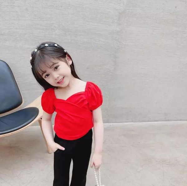 

girls t shirt summer cotton fashion kids clothes 2-7 years t-shirts, Blue
