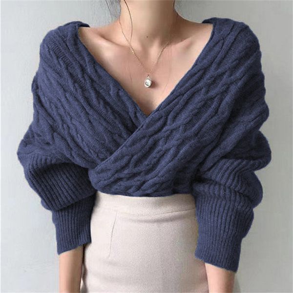 

office lady elegant solid streetwear v-neck outwear twist knitted vintage high waist leisure sweaters 210421, White;black