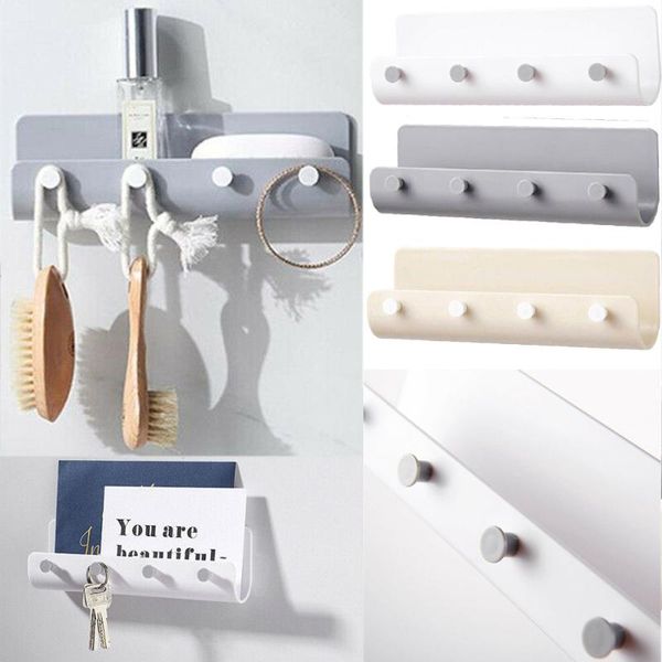 

hooks & rails 4 seamless wall-mounted nail-adhesive storage holder key hanger rack post organizer letter box mail door