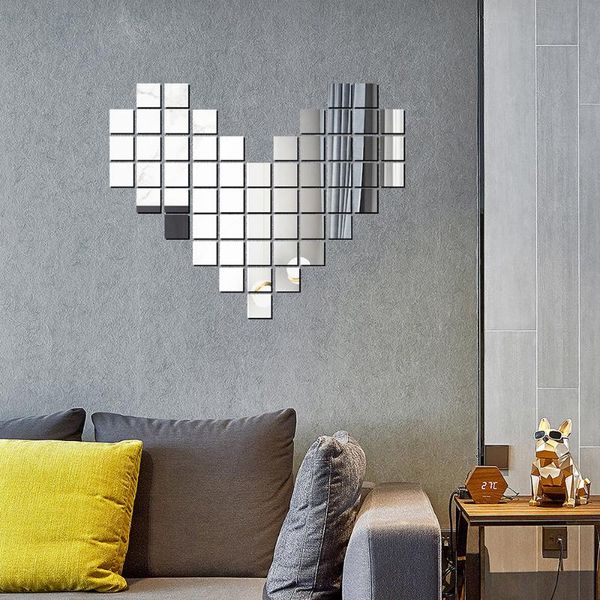 

wall stickers 100pcs mosaic sticker self-adhesive acrylic three-dimensional mirror decor modern abstract home office