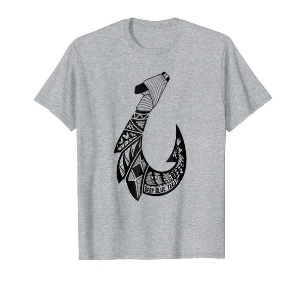 

tribal hawaiian hook fishing t-shirt (black), White;black