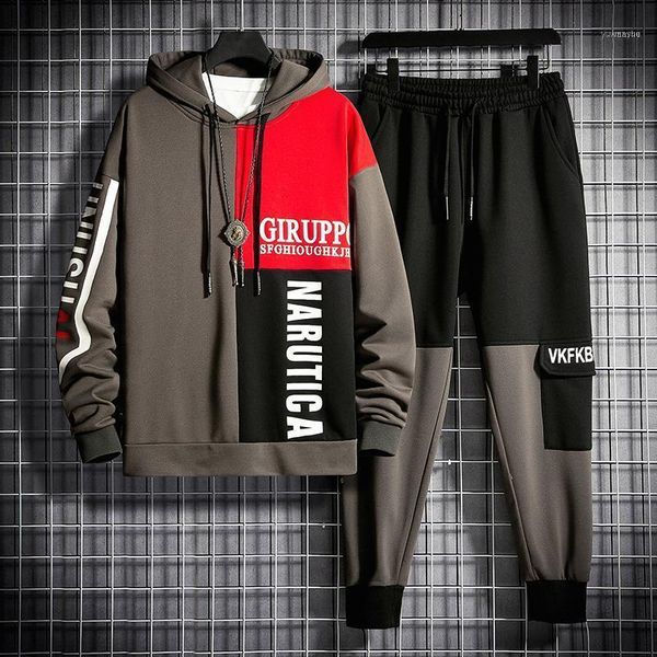 

man sport suit fashion long sleeve hoodies set with pants winter1, Gray