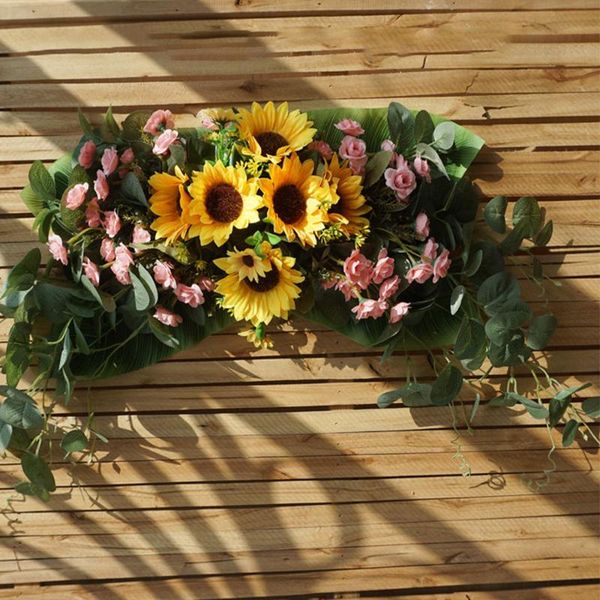 

decorative flowers & wreaths christmas artificial silk sunflowers swag slim table centrepiece home wedding arch decor