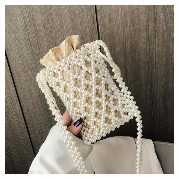 

cross body fashion pearl woven shoulder bags women mini cute mobile phone bag casual crossbody ladies temperament small 2021