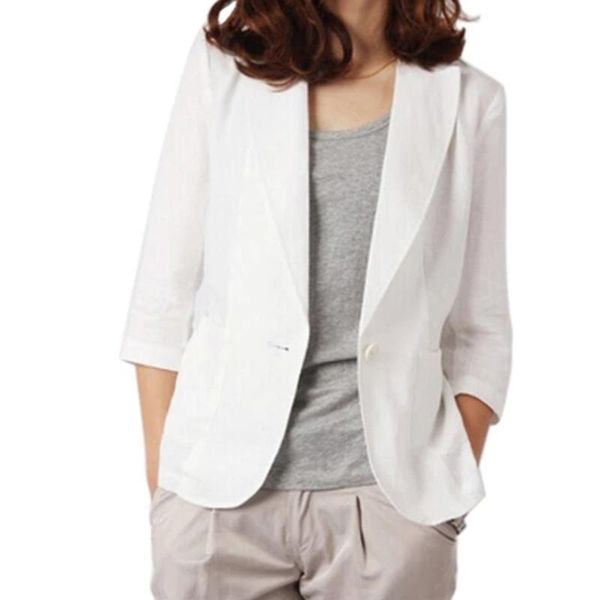 

women's suits & blazers feminino 2021 blazer jacket women autumn plus size white linen and jackets marynarka office wear j0014g, White;black