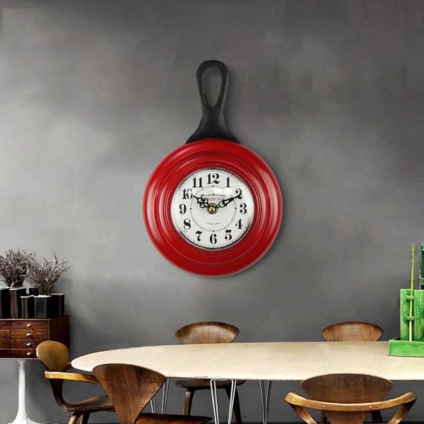 

wall clocks home decor metal pan design retro clock