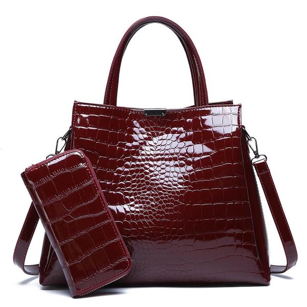 

evening bags style female bag patent leather crocodile pattern handbag europe the united states shoulder two-piece mother and baby set