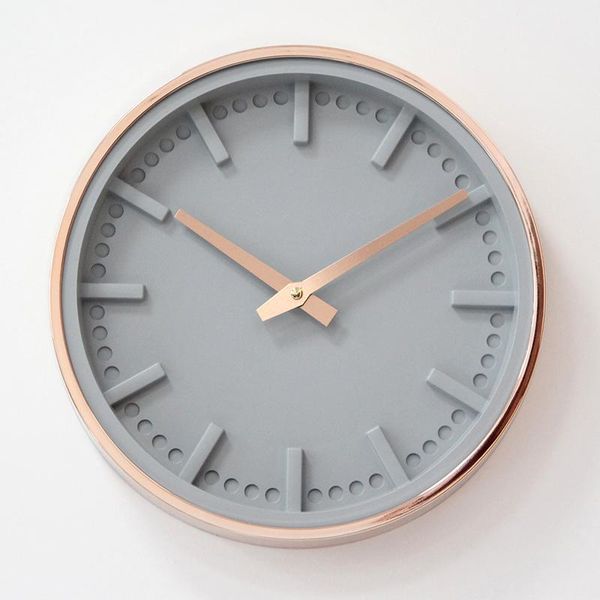 

wall clocks nordic rose gold gray 3d clock living room digital mute bedroom creative metal zegar scienny 12 inch ab50zb