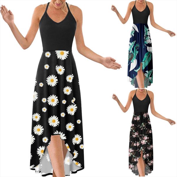 

fashion plus size womens dress o neck casual printing loose sleeveless knee length daily, Black;gray