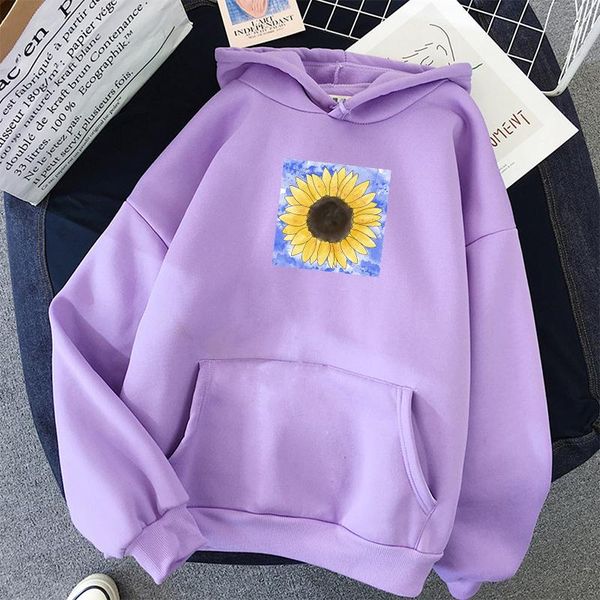 

women's hoodies & sweatshirts casual feminine itself clothes japanese streetwear style sweatshirt women long sleeve sunflower print loo, Black