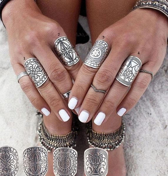 

bohemian index finger ring in europe and america band rings, Silver