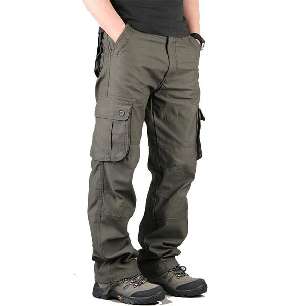 

men's pants 2021 cargo casual mens pant with multi pockets tactical men outwear long trousers 102, Black