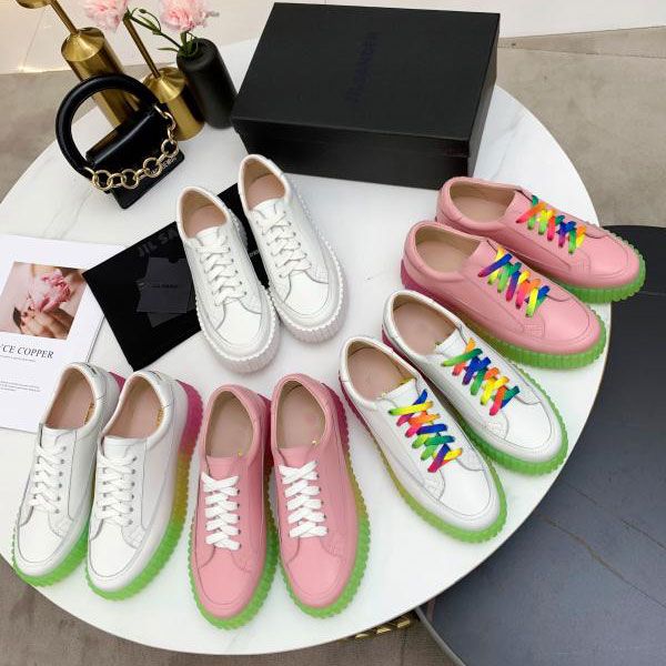 

2021 women's shoes flat bottom thick lace up sports shoes leather multicolor gear leisure increase sports shoes size [with box] 35-40, Black
