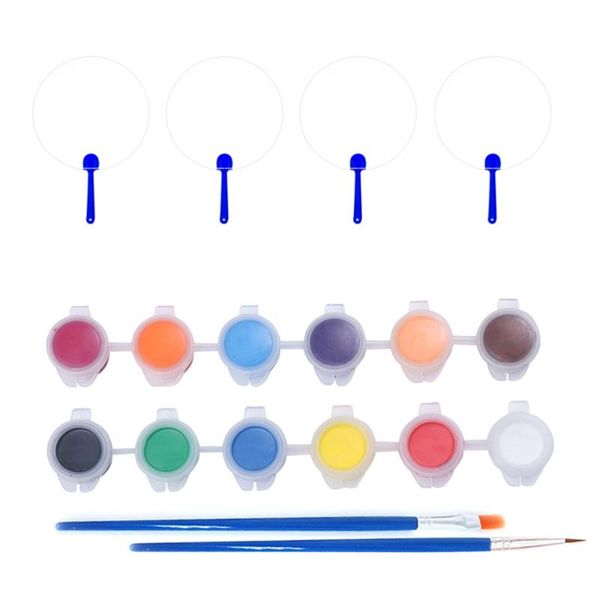 

other home decor 24pcs white folding hand fan blank round shape festival party gift diy painting prop with pigment(white)