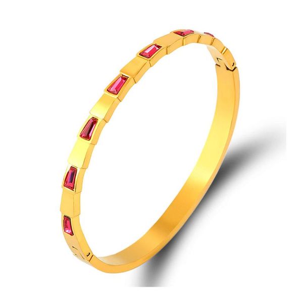 

bangle european prom jewelry snake bone shaped red zircon inlady stainless steel lady bracelet, Black
