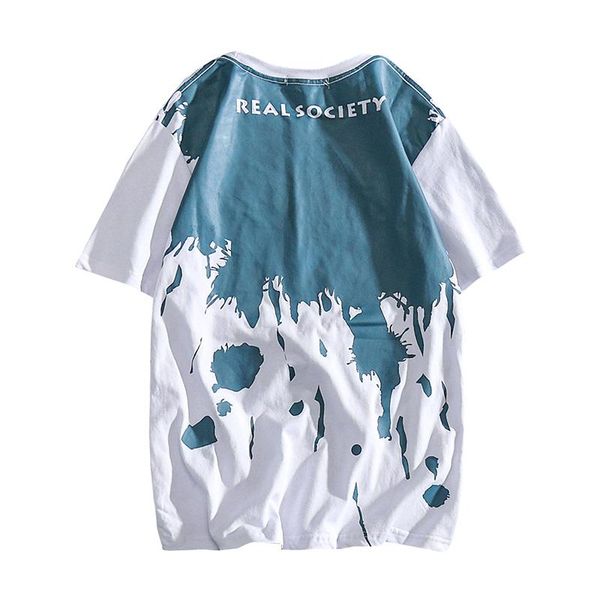 

men's t-shirts 2021 summer round neck japanese short-sleeved men t-shirt trend loose casual ink letter printing large size boy tees, White;black