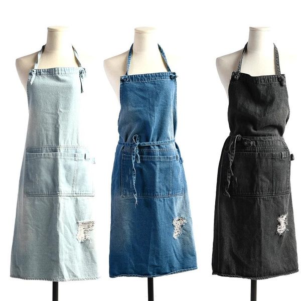 

cotton denim apron fashionable baking work clothes overalls y5jc aprons