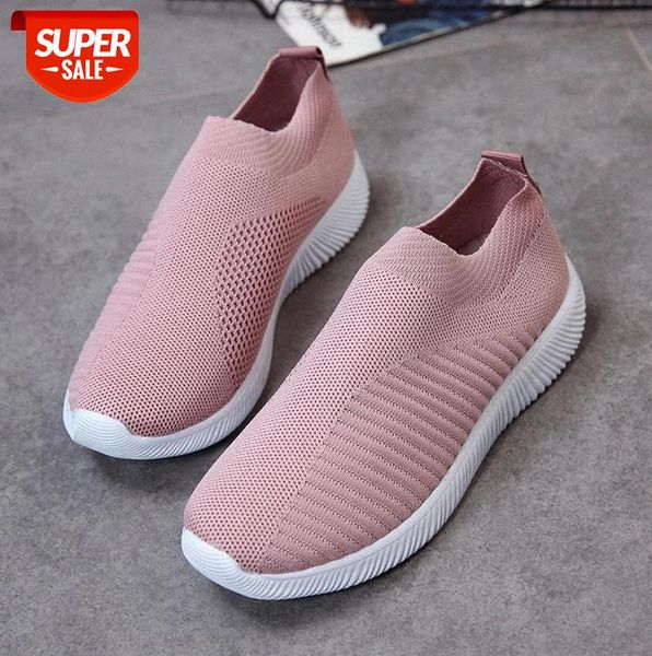 

women sneaker mesh breathable female knitted white vulcanized shoes casual slip on ladies flat comfort walking footwear #kp69