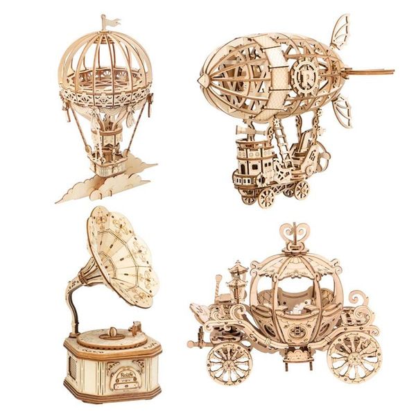 

jigsaw air balloon pumpkin car airship assembling toys wooden puzzles kids educational toy juguetes party favor