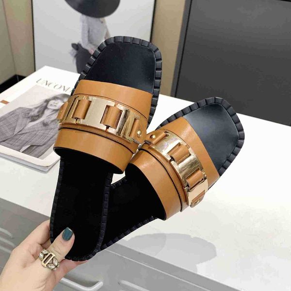 

2021 brand woman slippers designer lady sandals summer luxury casual shoes womens leather beach shoe with box, Black