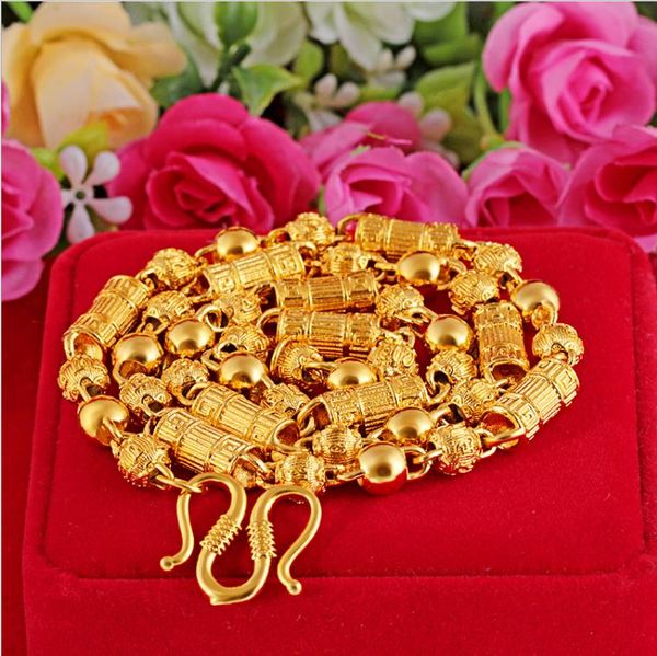 

weighty heavy men classic chain 24k gold filled necklace beads men's necklaces fashion vintage link jewelry good quality chains for par, Silver