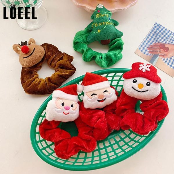 

christmas hair accessories women girls cartoon elastic bands kids cute santa claus elk scrunchies headbands headdress1