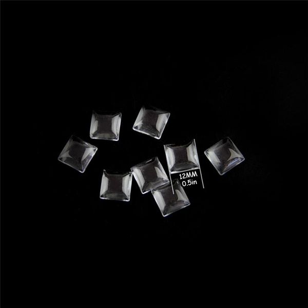 

chandelier crystal 100pcs 12mm square clear glass cabochon for diy cameo jewelry finding