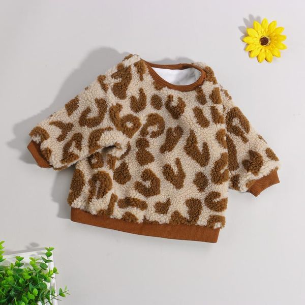 

hoodies & sweatshirts winter warm infant baby fleece sweatshirt fashion leopard long-sleeved casual pullover sweater for kids girls boys, Black
