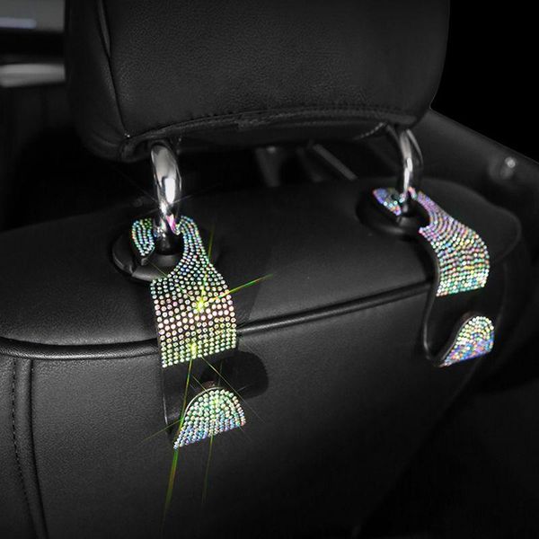 

car organizer 4pcs/set rhinestone seat back hooks hanger for bag handbag cloth coat cute accessories girls bling universal