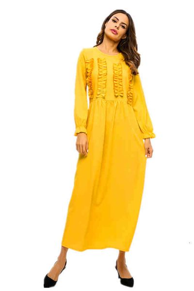 

casual dresses straight muslim loose robe long sleeve zd9022, Black;gray
