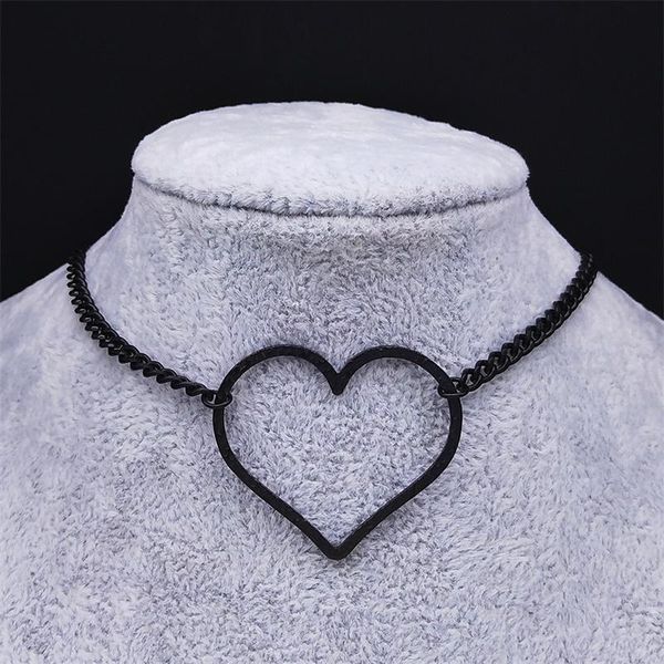 

pendant necklaces 2021 gothic heart stainless steel chocker necklace for womne/men statement jewelry cadenas de acero inoxidab nxs03, Silver