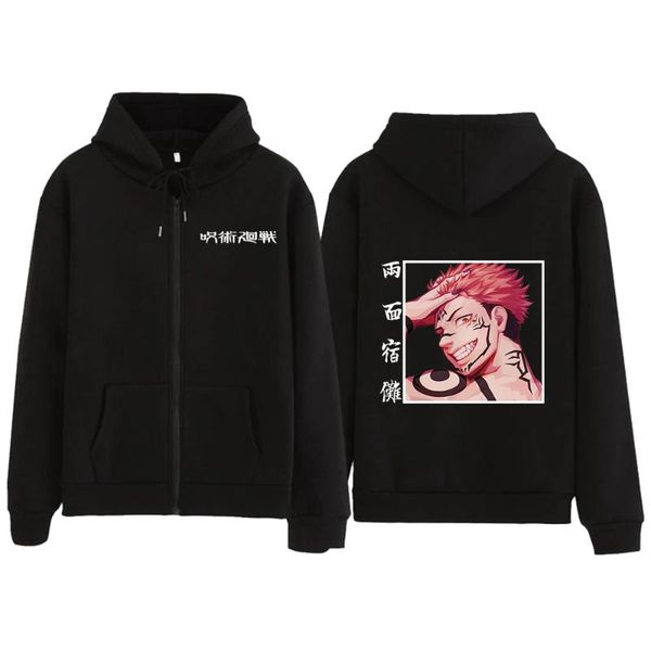 

men's hoodies & sweatshirts jujutsu kaisen casual loose anime cool print hoodie, Black
